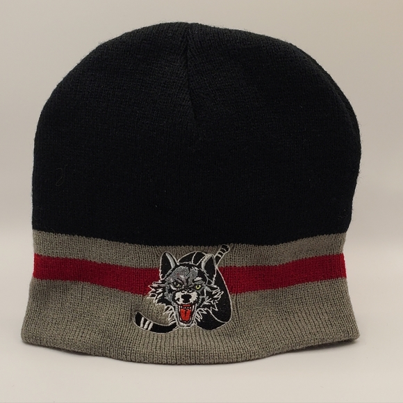 Chicago Wolves Minor League Hockey Winter Hat Beanie AHL Blues Affil Black NWOT - Picture 3 of 6